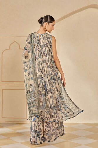 Turaya Printed Bemberg Sharara Set - Beige, Beige, image 2